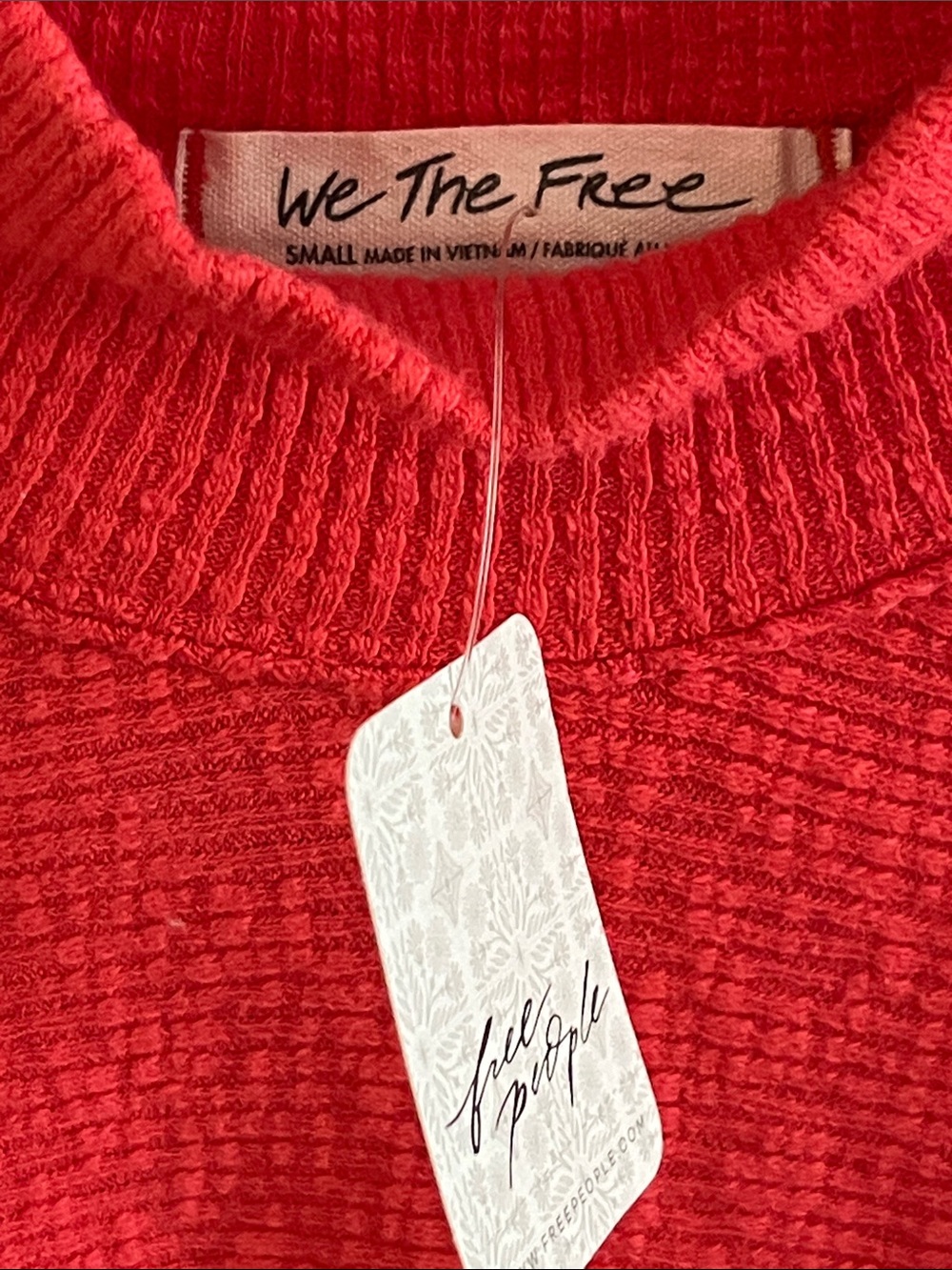 NWT Free People We The Free Ribbed Sweater Fiery Red